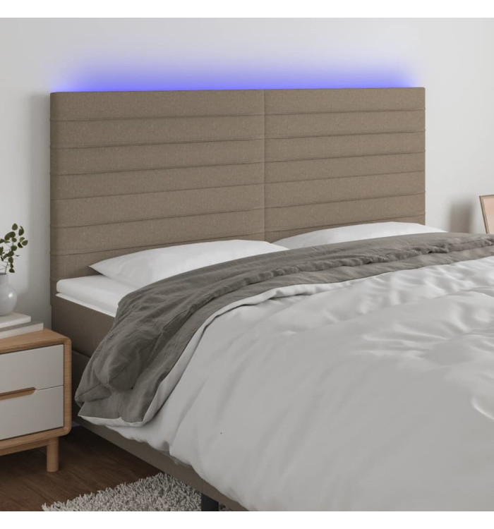 Tête de lit à LED Taupe 180x5x118/128 cm Tissu | Mobilier & Déco