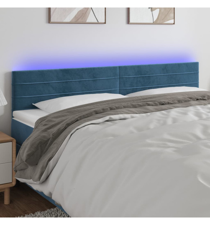 Tête de lit à LED Bleu foncé 160x5x78/88 cm Velours | Mobilier & Déco