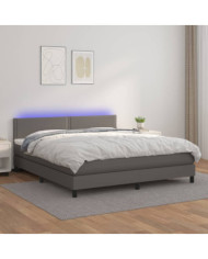 Sommier à lattes de lit avec et matelas et LED Gris 160x200 cm | Mobilier & Déco