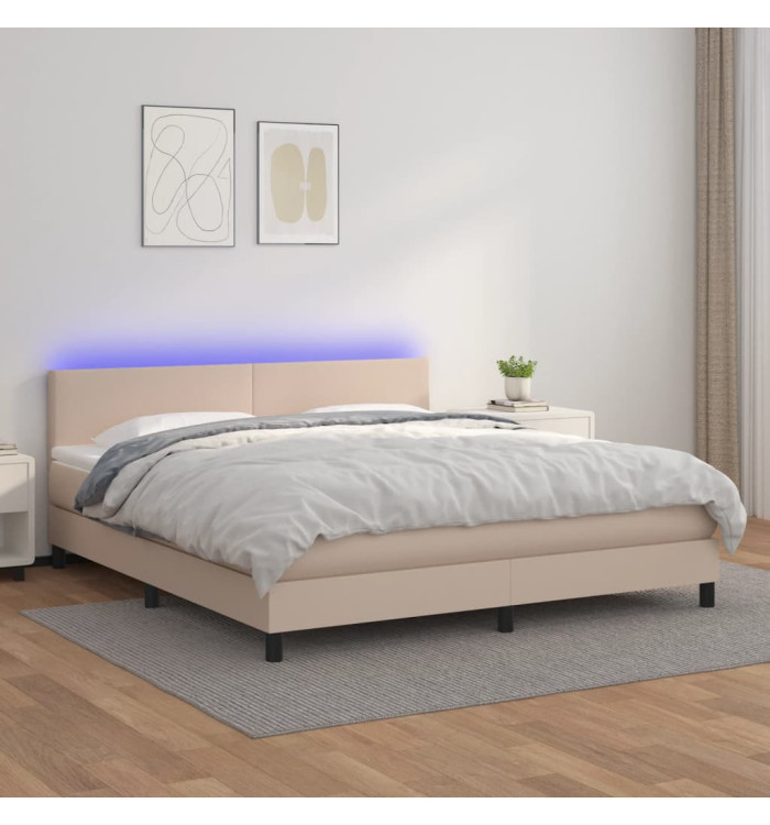 Sommier à lattes de lit avec matelas LED Cappuccino 160x200 cm | Mobilier & Déco