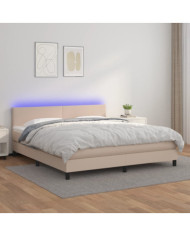 Sommier à lattes de lit avec matelas LED Cappuccino 160x200 cm | Mobilier & Déco