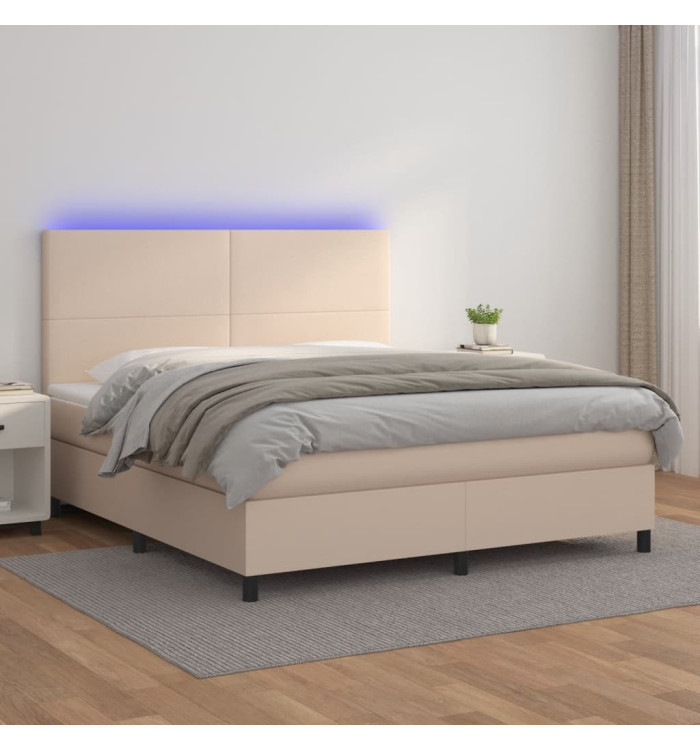 Sommier à lattes de lit avec matelas LED Cappuccino 160x200 cm | Mobilier & Déco