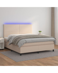 Sommier à lattes de lit avec matelas LED Cappuccino 160x200 cm | Mobilier & Déco