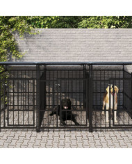 Chenil d'extérieur avec toit pour chiens Acier 5,63 m² | Mobilier & Déco