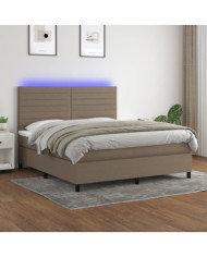 Sommier à lattes de lit et matelas et LED Taupe 180x200cm Tissu | Mobilier & Déco