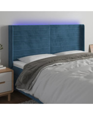 Tête de lit à LED Bleu foncé 163x16x118/128 cm Velours | Mobilier & Déco