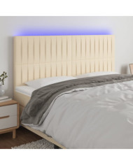 Tête de lit à LED Crème 160x5x118/128 cm Tissu | Mobilier & Déco
