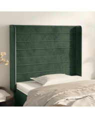 Tête de lit avec oreilles Vert foncé 83x16x118/128 cm Velours | Mobilier & Déco