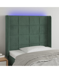 Tête de lit à LED Vert foncé 93x16x118/128 cm Velours | Mobilier & Déco