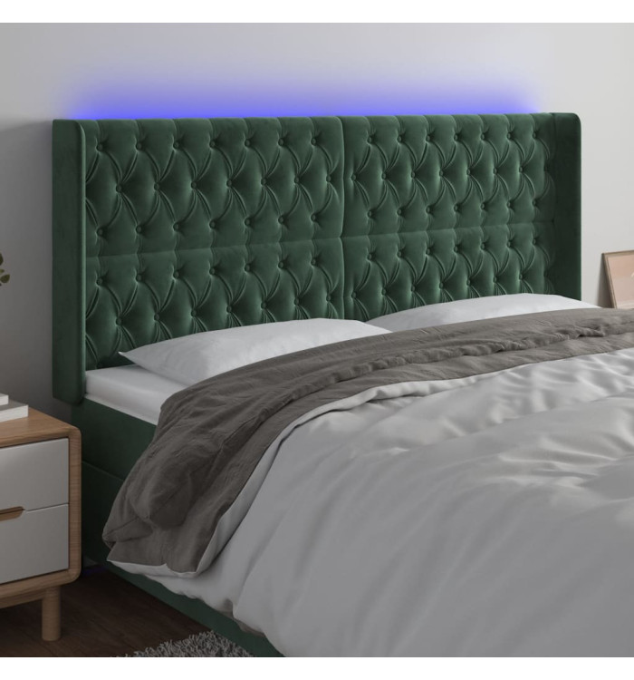 Tête de lit à LED Vert foncé 183x16x118/128 cm Velours | Mobilier & Déco