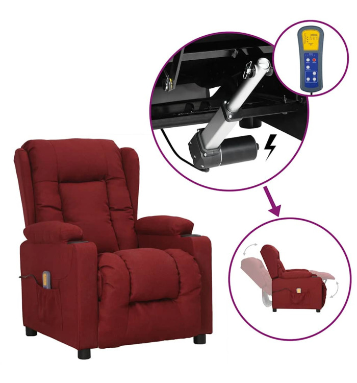 Fauteuil de massage Rouge bordeaux Tissu | Mobilier & Déco