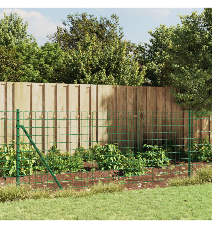 Clôture en treillis métallique et piquet d'ancrage vert 1,1x25m | Mobilier & Déco