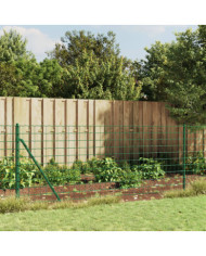 Clôture en treillis métallique et piquet d'ancrage vert 1,1x25m | Mobilier & Déco
