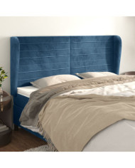Tête de lit avec oreilles Bleu foncé 163x23x118/128 cm Velours | Mobilier & Déco