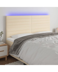 Tête de lit à LED Crème 160x5x118/128 cm Tissu | Mobilier & Déco