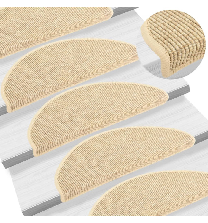 Tapis d'escalier autocollants 15 pcs 65x21x4 cm Beige | Mobilier & Déco