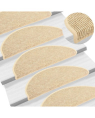 Tapis d'escalier autocollants 15 pcs 65x21x4 cm Beige | Mobilier & Déco
