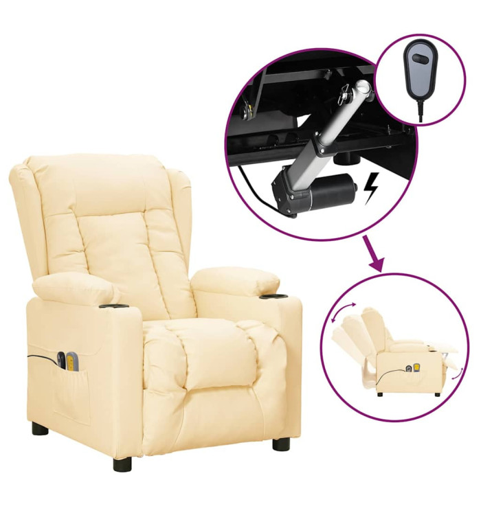 Fauteuil de massage électrique Crème Similicuir | Mobilier & Déco
