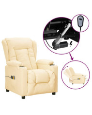 Fauteuil de massage électrique Crème Similicuir | Mobilier & Déco