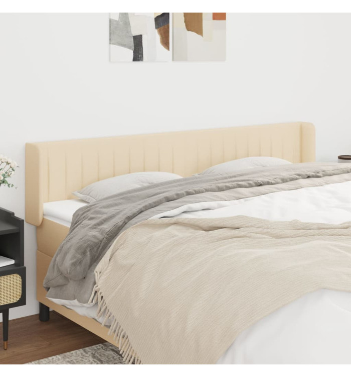 Tête de lit avec oreilles Crème 163x16x78/88 cm Tissu | Mobilier & Déco