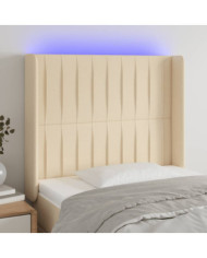 Tête de lit à LED Crème 83x16x118/128 cm Tissu | Mobilier & Déco
