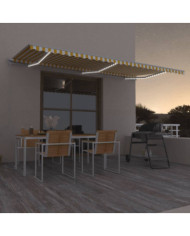 Auvent automatique capteur de vent/LED 600x300cm Jaune et blanc | Mobilier & Déco