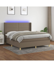 Sommier à lattes de lit matelas et LED Taupe 180x200 cm Tissu | Mobilier & Déco