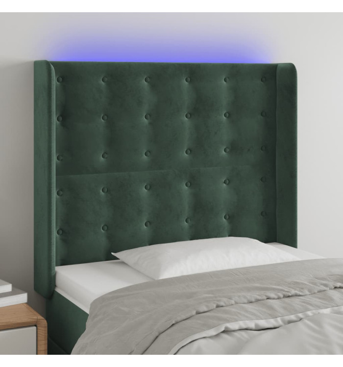 Tête de lit à LED Vert foncé 93x16x118/128 cm Velours | Mobilier & Déco
