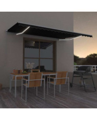 Auvent manuel rétractable avec LED 500x300 cm Anthracite | Mobilier & Déco