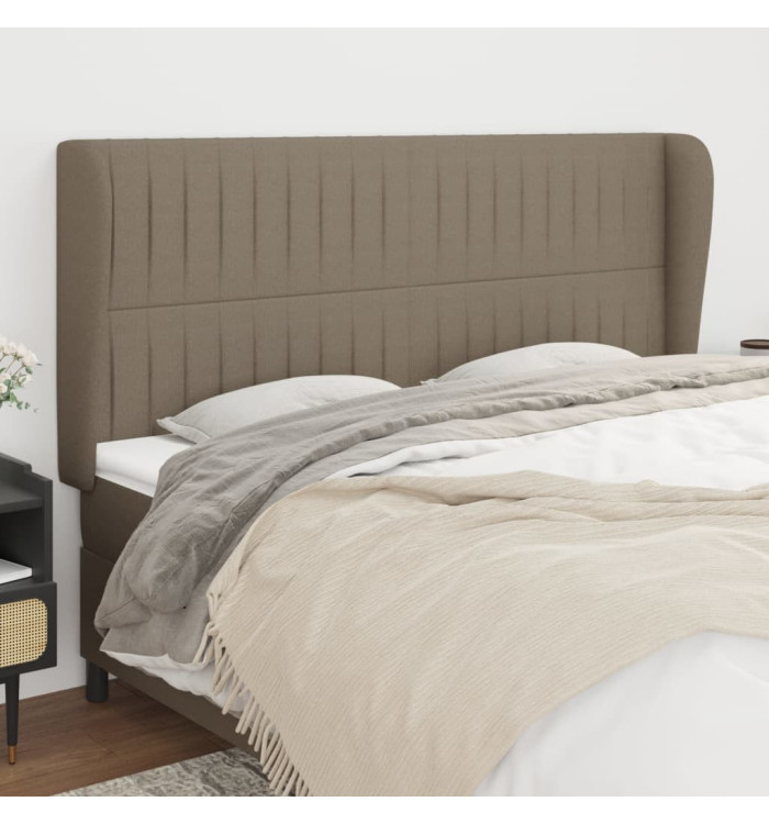 Tête de lit avec oreilles Taupe 163x23x118/128 cm Tissu | Mobilier & Déco