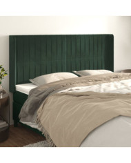Tête de lit avec oreilles Vert foncé 183x16x118/128 cm Velours | Mobilier & Déco