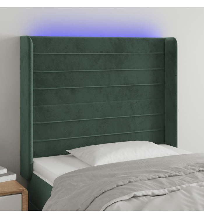 Tête de lit à LED Vert foncé 93x16x118/128 cm Velours | Mobilier & Déco