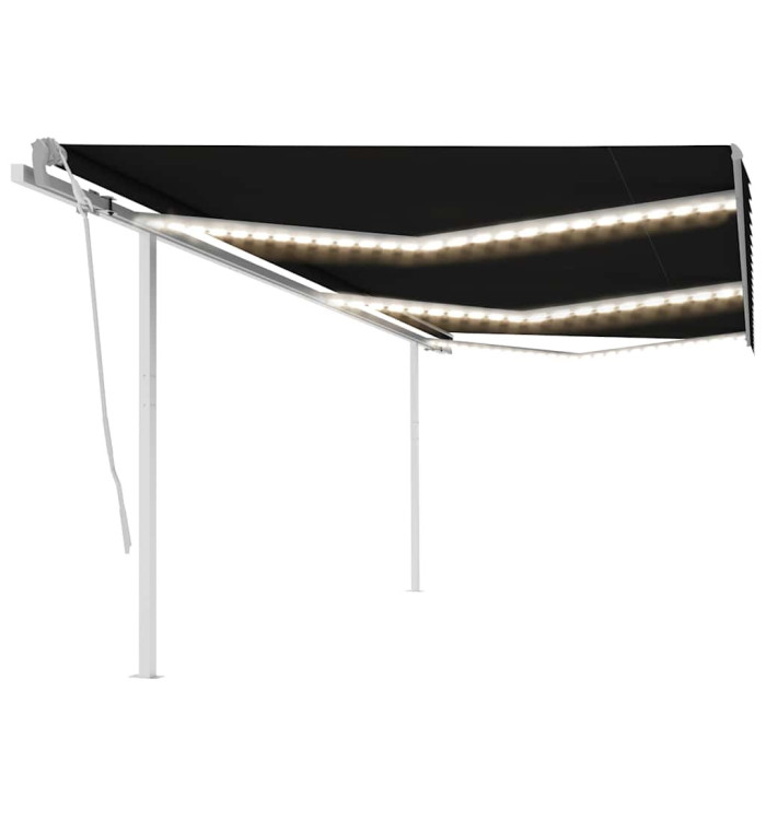 Auvent manuel rétractable avec LED 6x3 m Anthracite | Mobilier & Déco