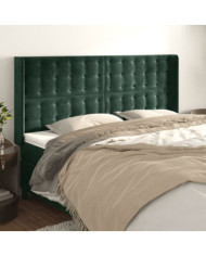 Tête de lit avec oreilles Vert foncé 183x16x118/128 cm Velours | Mobilier & Déco
