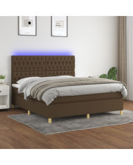 Sommier à lattes de lit matelas et LED Marron foncé 180x200 cm | Mobilier & Déco