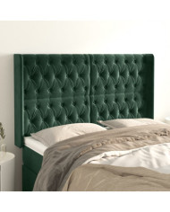 Tête de lit avec oreilles Vert foncé 147x16x118/128 cm Velours | Mobilier & Déco