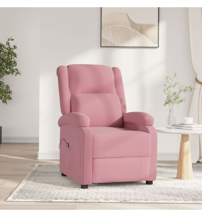 Fauteuil inclinable électrique Rose Velours | Mobilier & Déco