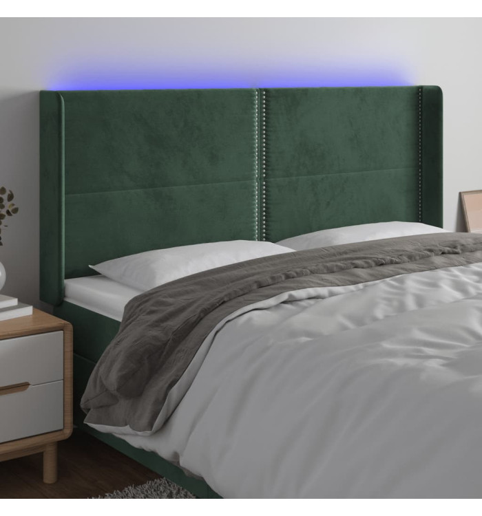 Tête de lit à LED Vert foncé 183x16x118/128 cm Velours | Mobilier & Déco