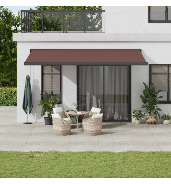 Auvent manuel rétractable marron 500x300 cm | Mobilier & Déco