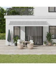 Auvent rétractable anthracite et blanc 5x3 m tissu et aluminium | Mobilier & Déco
