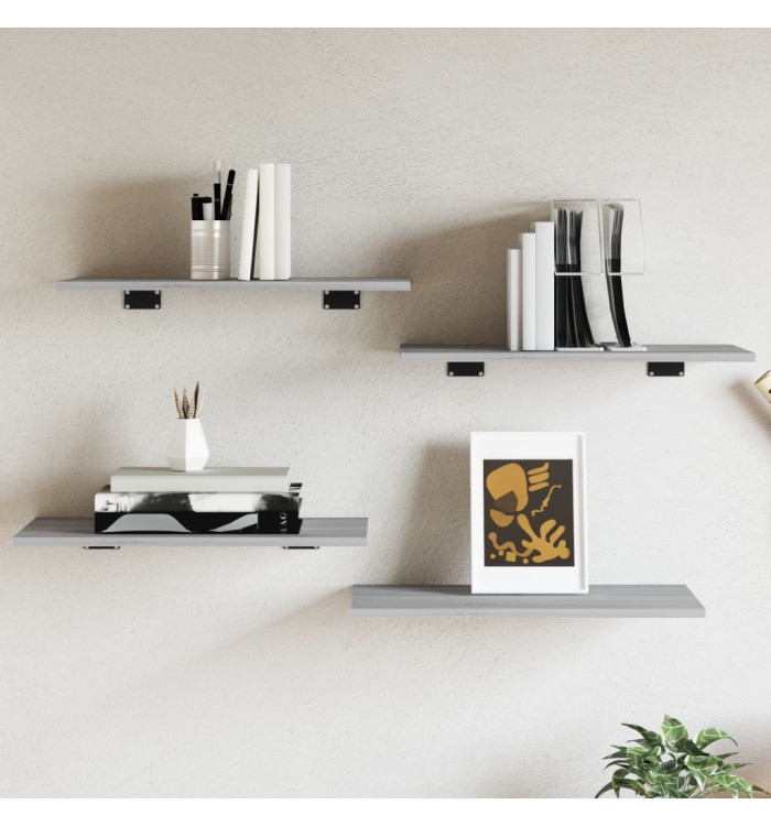 Étagères murales 4 pcs sonoma gris 60x30x1,5 cm bois ingénierie | Mobilier & Déco
