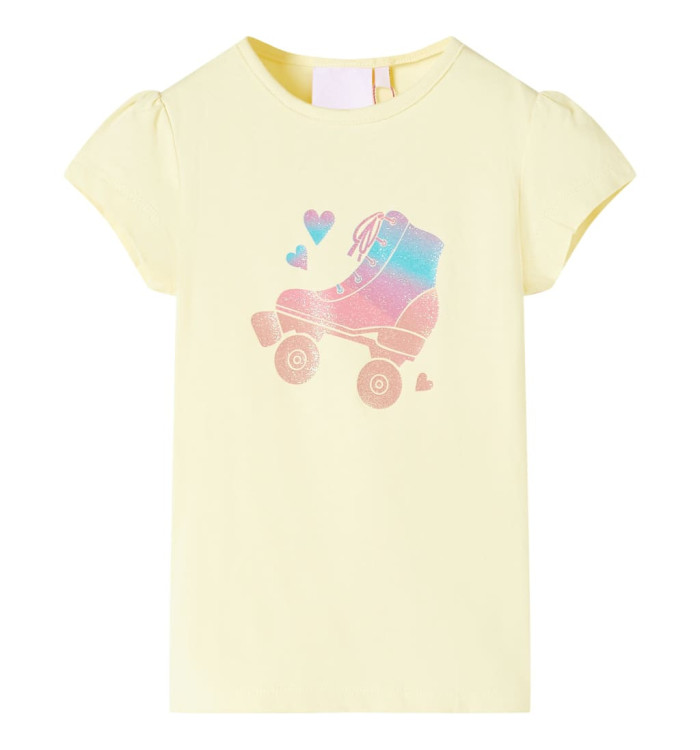 T-shirt pour enfants imprimé patins à roulettes jaune tendre 92 | Mobilier & Déco