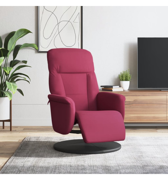 Fauteuil inclinable avec repose-pied rouge bordeaux velours | Mobilier & Déco