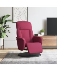 Fauteuil inclinable avec repose-pied rouge bordeaux velours | Mobilier & Déco