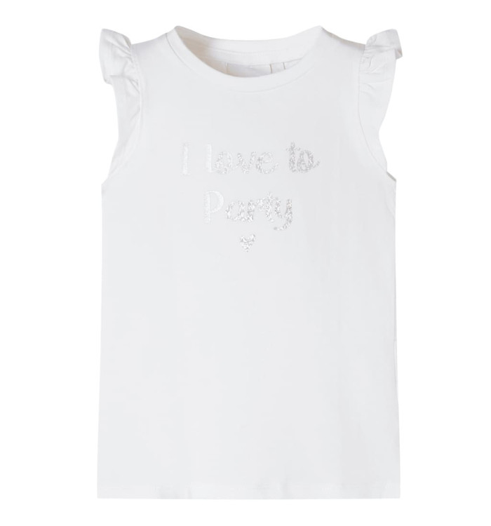T-shirt enfants avec manches à volants blanc 116 | Mobilier & Déco