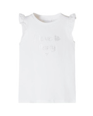 T-shirt enfants avec manches à volants blanc 116 | Mobilier & Déco