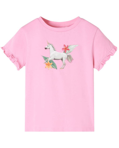T-shirt enfants à manches courtes rose vif 140 | Mobilier & Déco
