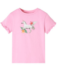 T-shirt enfants à manches courtes rose vif 140 | Mobilier & Déco