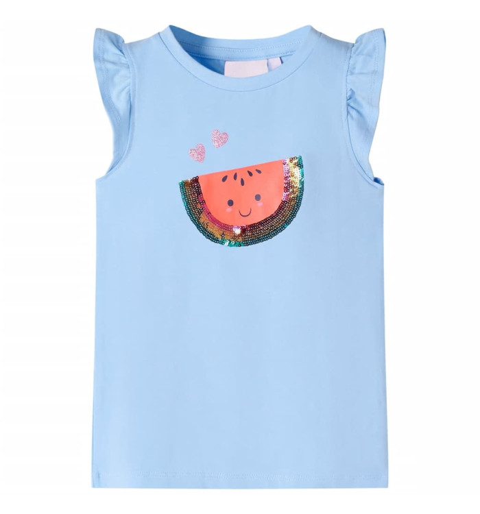 T-shirt enfants manches à volants bleu clair 92 | Mobilier & Déco