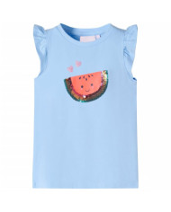 T-shirt enfants manches à volants bleu clair 92 | Mobilier & Déco